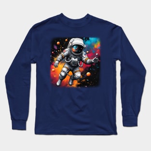 Astronaut spacewalk, graffiti style Long Sleeve T-Shirt